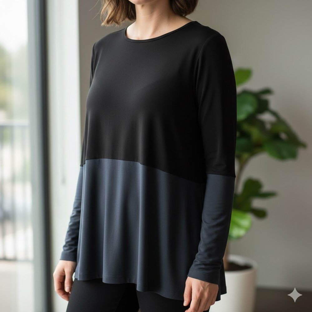 🖤💙 Norma Kamali Cowl Neck Color Block Top – Size L (40)